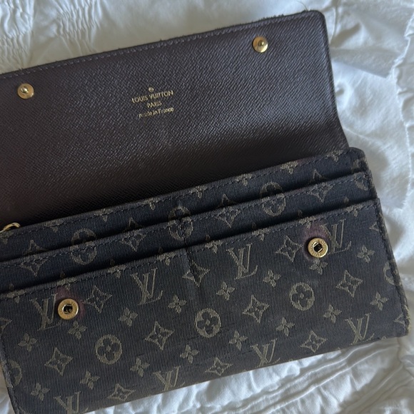 LV vintage brown denim Sarah wallet - Picture 4 of 9